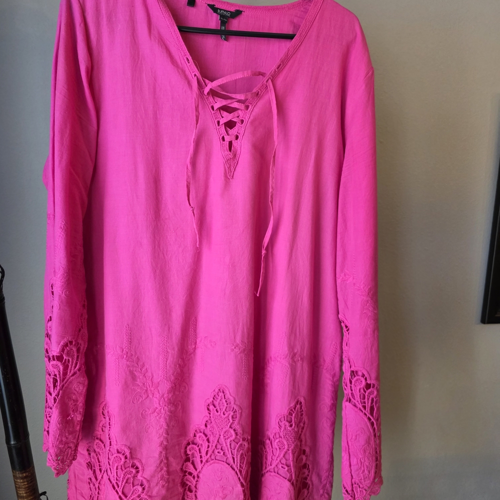 Buffalo Pink Lace-Up Women's Top